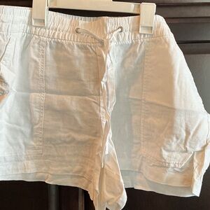 GAP White High-Waist Linen-Blend Drawstring Shorts